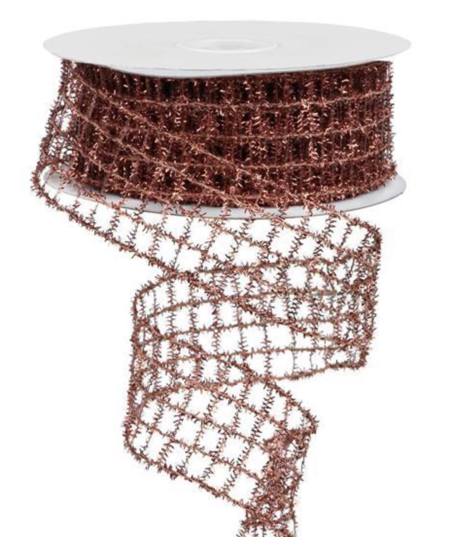 1.5inx10yd Tinsel Mesh ROSE GOLD