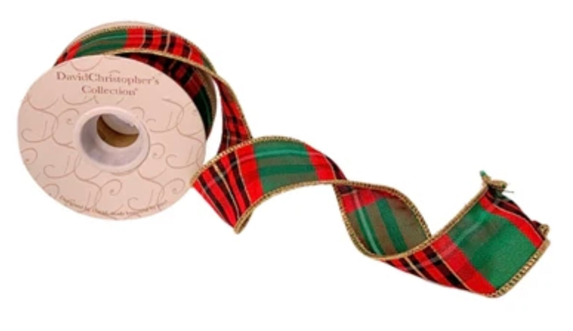 1.5in Christmas PLAID w/Gold Edge