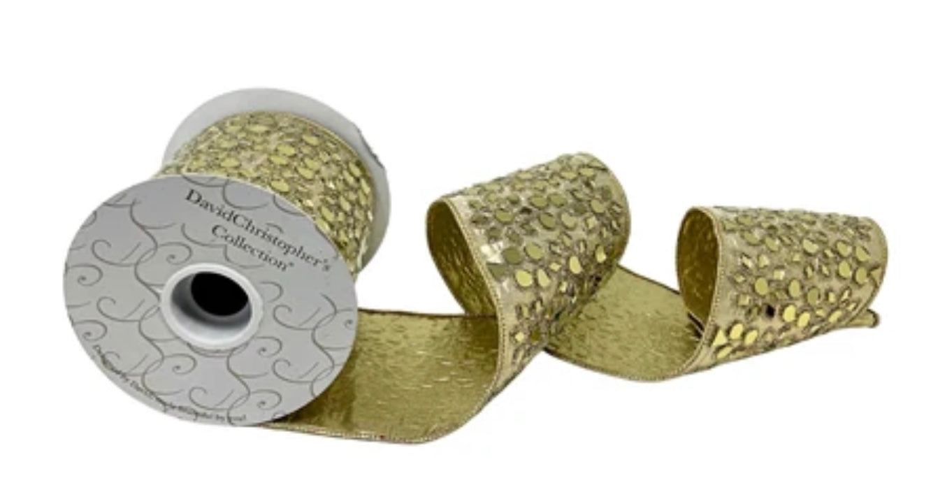 4in Metallic Gold Faux Satin MIRRORED