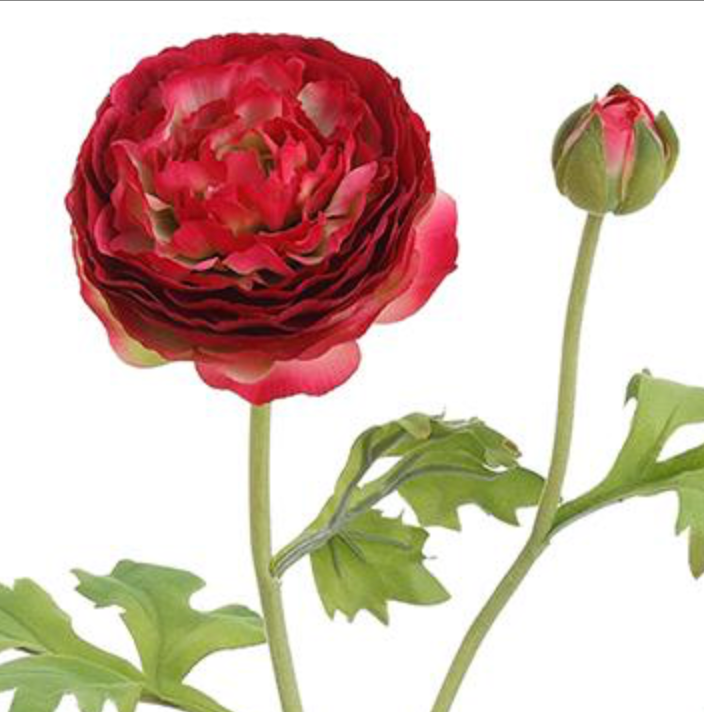 22" Real Touch Hot Pink Ranunculus Stem – Premium Artificial Flower for Wreaths, Arrangements & Home Decor