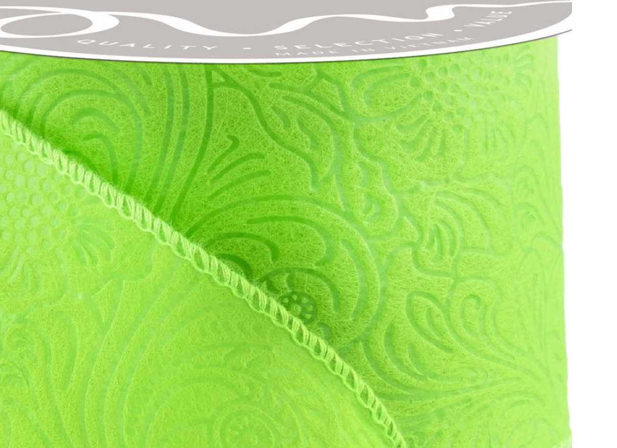 2.5inx10yd Lime Floral & Leaves