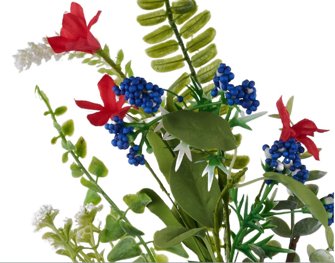 27in Patriotic Flower/Bead/Spike/Boxwood