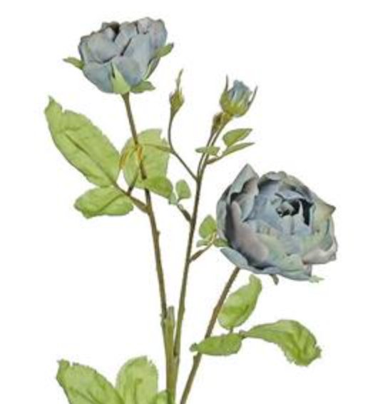 30in Antique Blue Edith Rose - Premium Florals for Wreaths, Arrangements and Home Decor