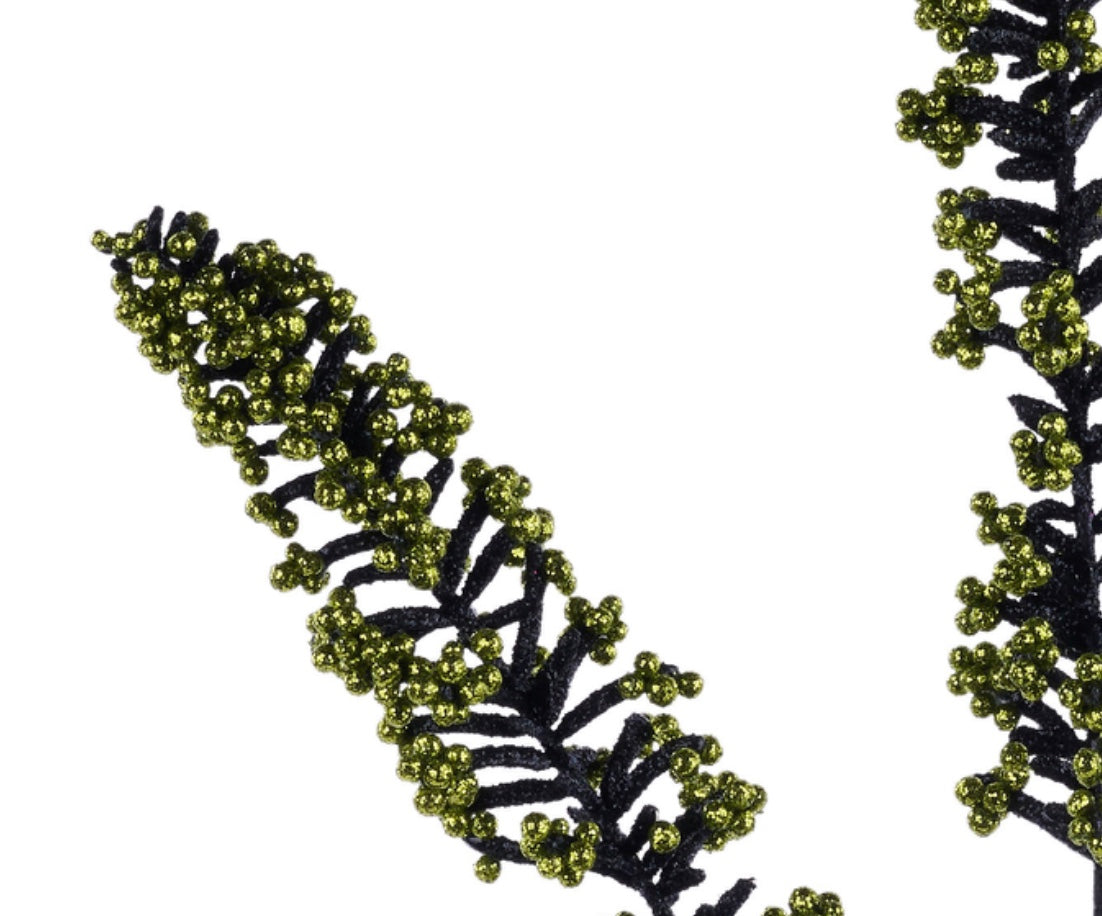29in Glitter Amaranthus Spike LIME/BLK Halloween