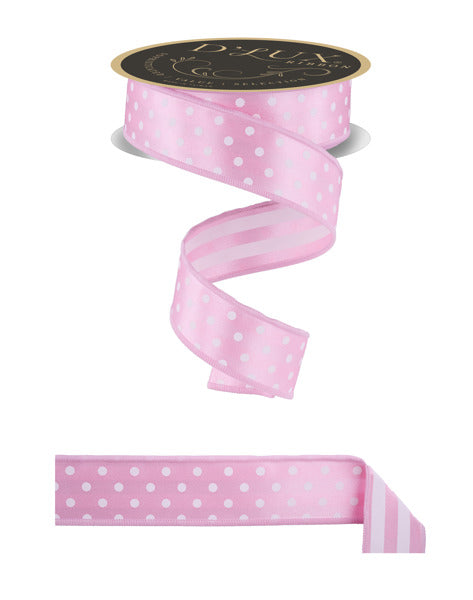 1.5inx10yd Polka Dot/Stripe Fused PINK/WHITE Craig Bachman