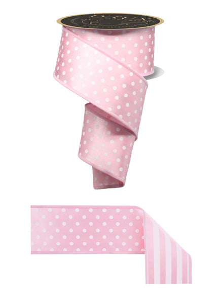 2.5inx10yd Polka Dot/Stripe Fused PINK/WHITE