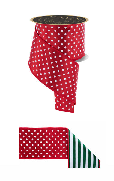 4inx10yd Polka Dot/Stripe Fused RE/WH/EM