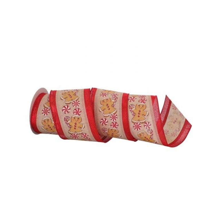 4inx10yd Gingerbread/Peppermint Lame