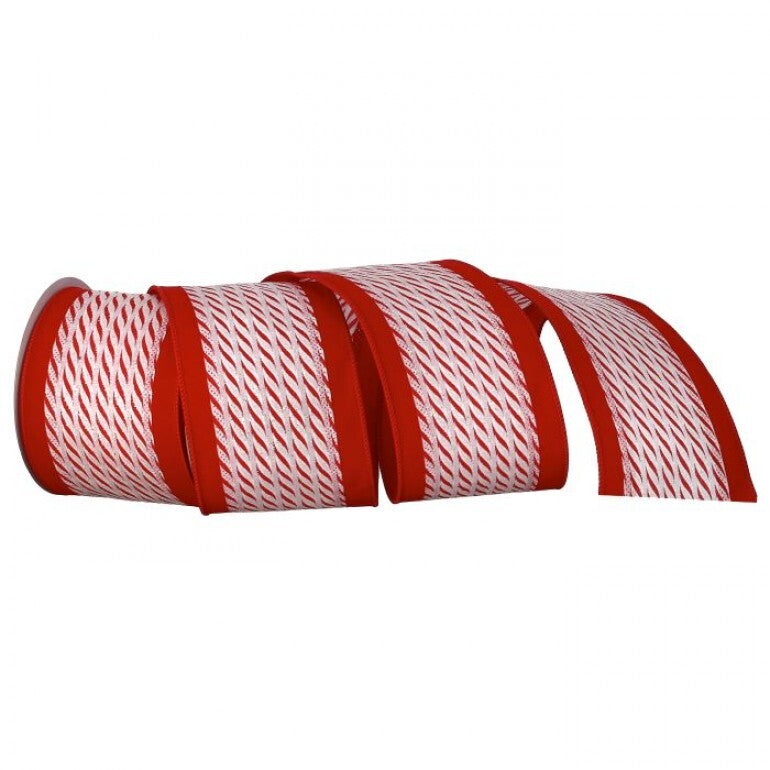 4inx10yd Red-Backed PEPPERMINT Ribbon Regency