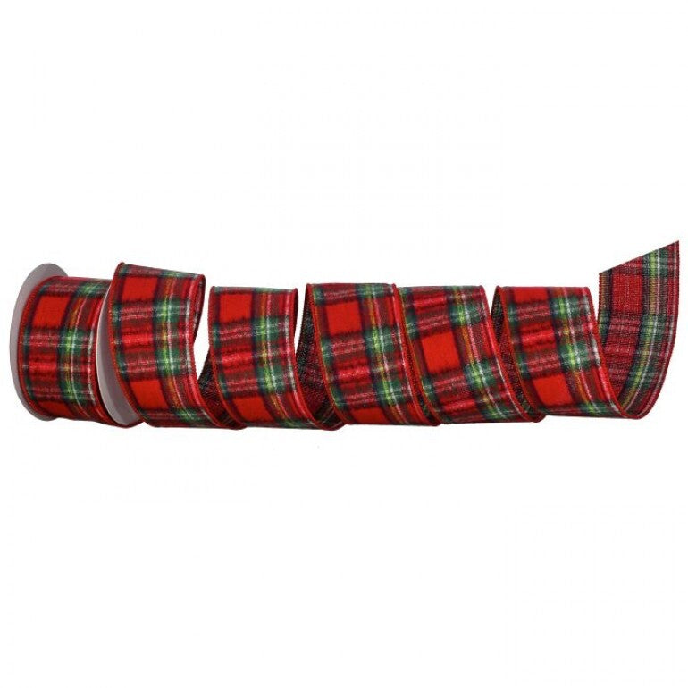 2.5in x 10yd FLANNEL PLAID Red/Green/White/Navy