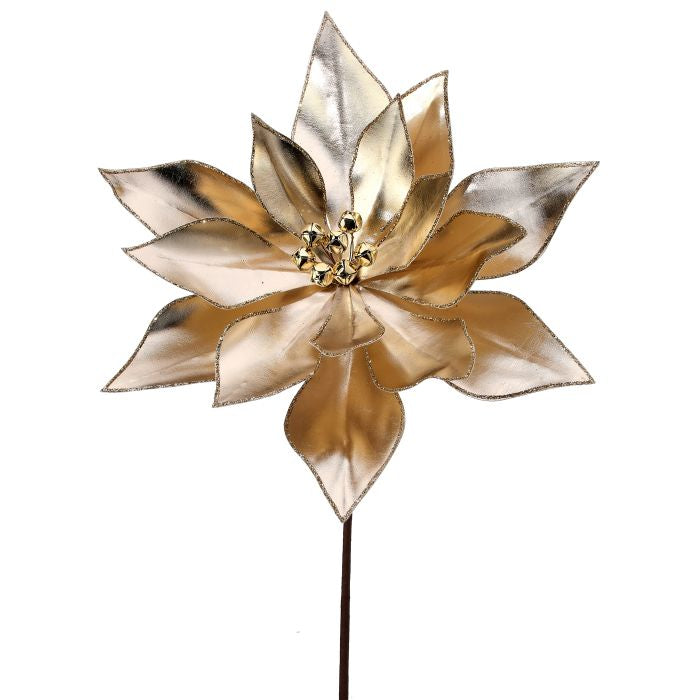 24in Retro Poinsettia w/Bells CHAMPAGNE Regency
