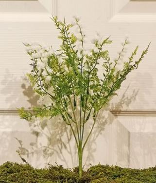 13in Fern w/Mini Poms WHITE