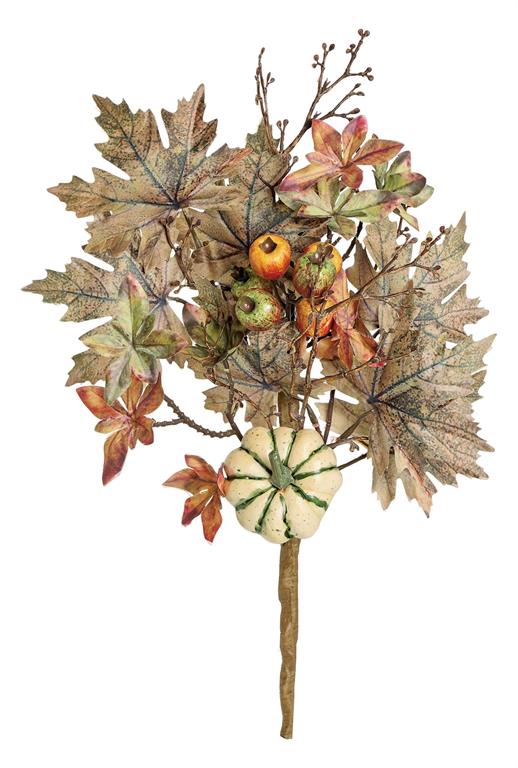 18in Maple Leaf & Pumpkin Pick - Premium Greenery for Wreaths, Arrangements and Home Decor
