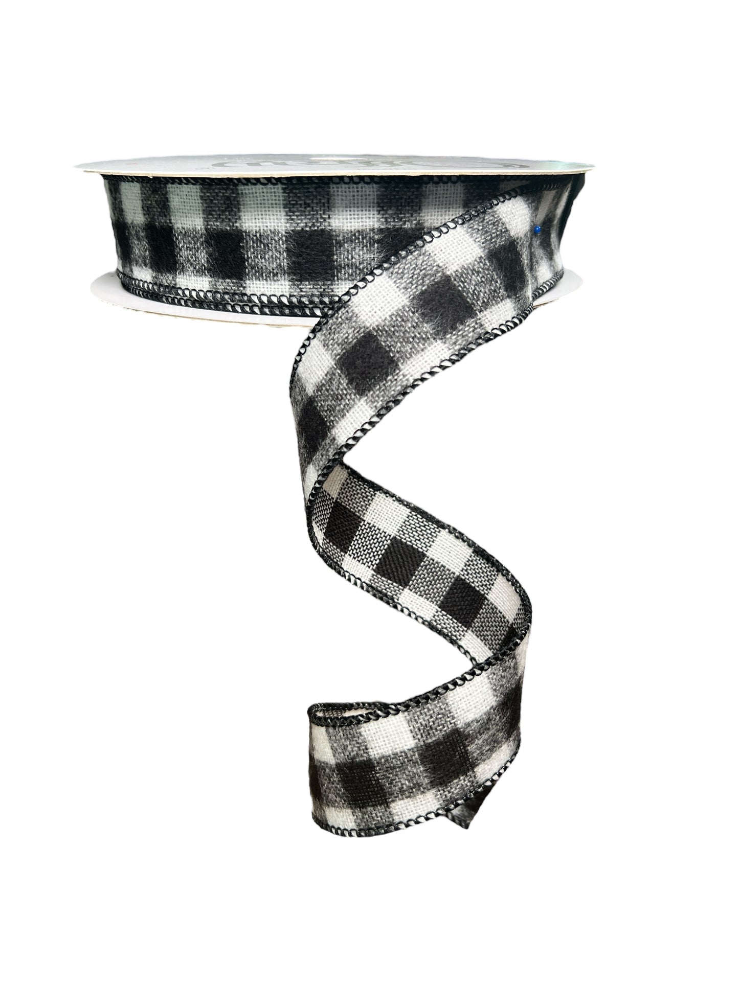 25YD x 1.5in Buffalo Plaid Black/White Flannel