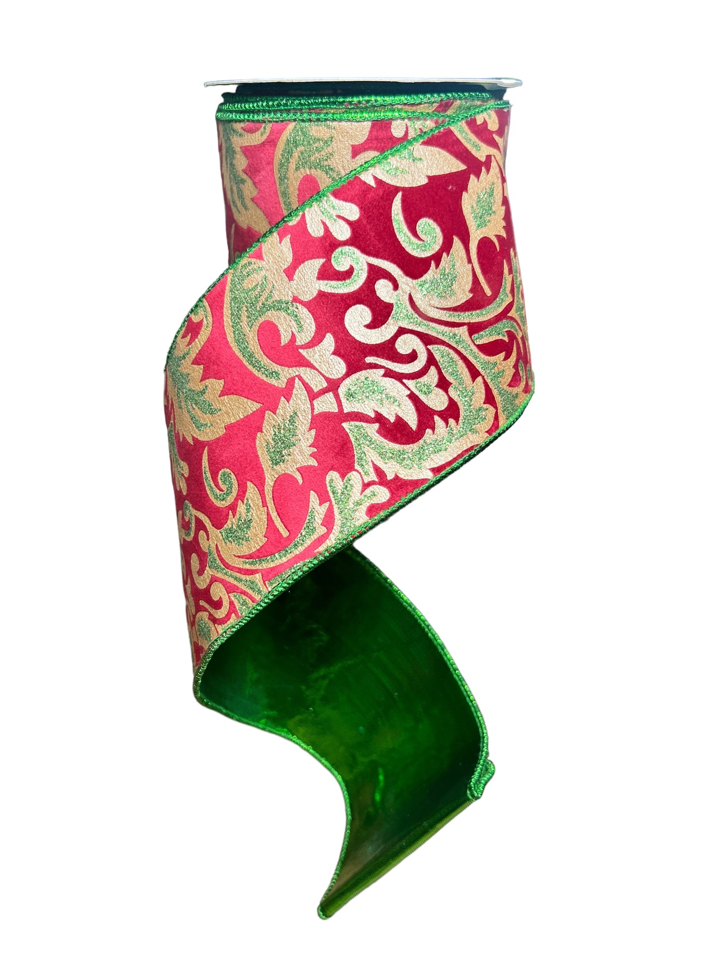 4in x 10yd Marisol BURG/GREEN Velvet