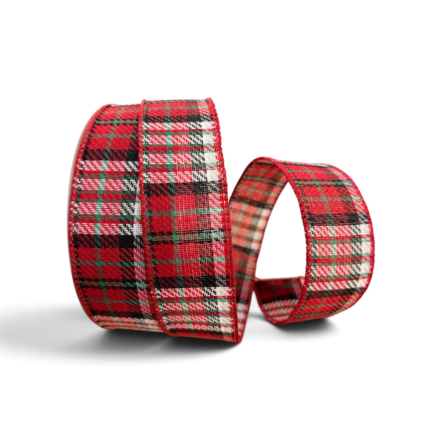 1.5 inch twill plaid weave multi color wired ribbon 20 yard roll for Christmas wreaths bows gift wrapping and holiday decorating