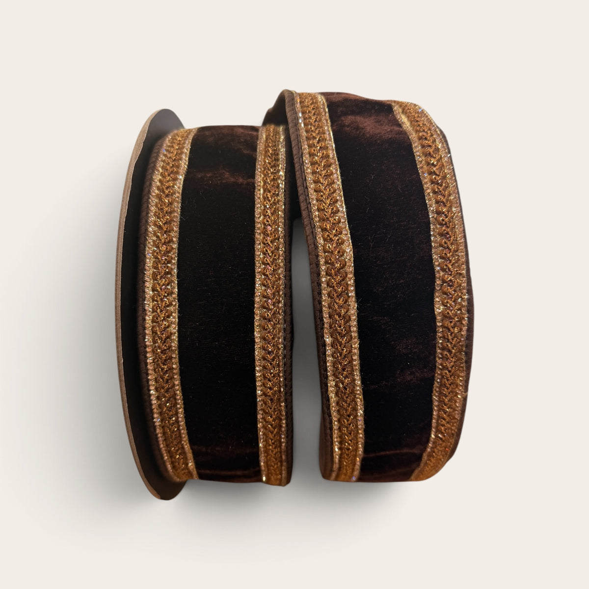 D. Stevens 2.5" Chocolate Luxury Velvet Ribbon with Bronze Glitter Edge – 10 Yards DStevens