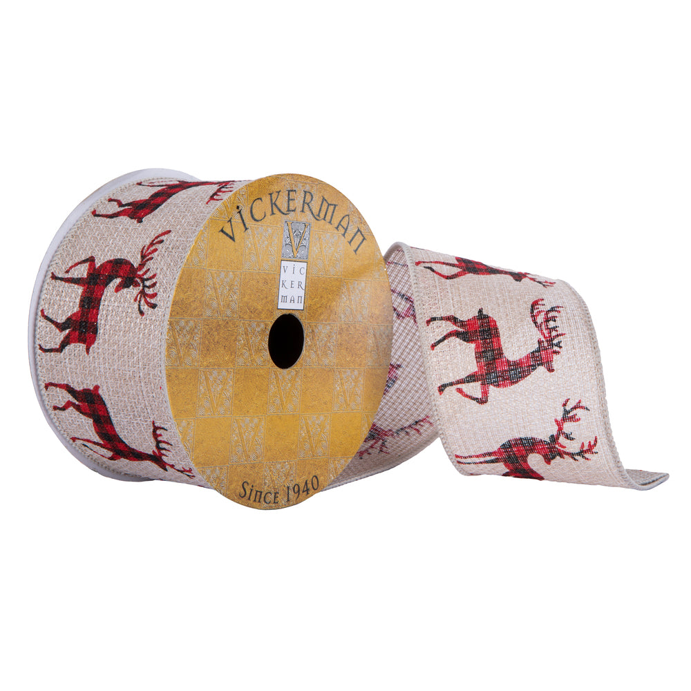 2.5inx10yd RED/BLACK Plaid Buck Deer