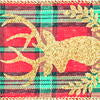 2.5in x 10yd GOLD Glitter Deer on RED/GREEN Ribbon