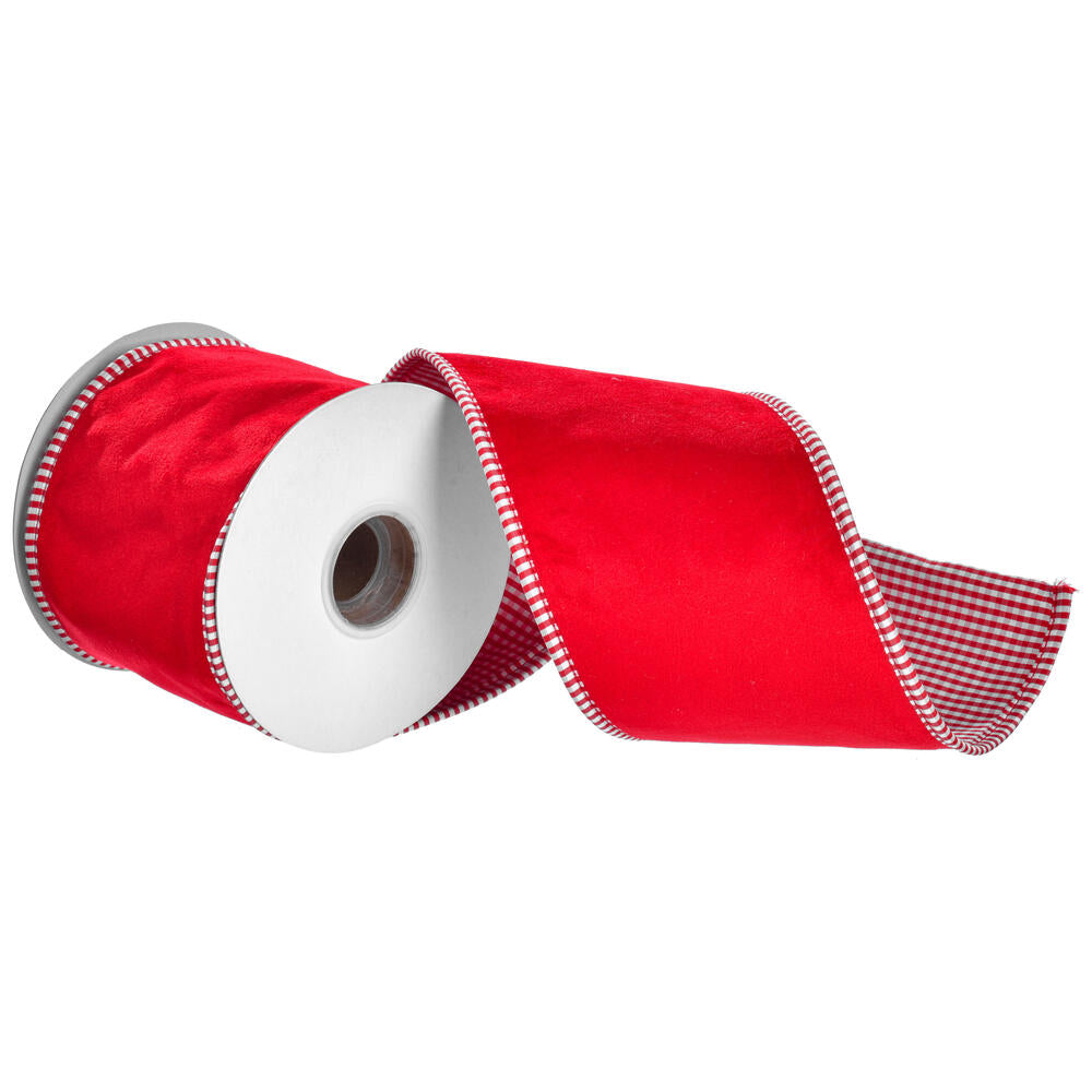 2.5in x 5yd RED Velvet w/Red/White edge/back Vickerman
