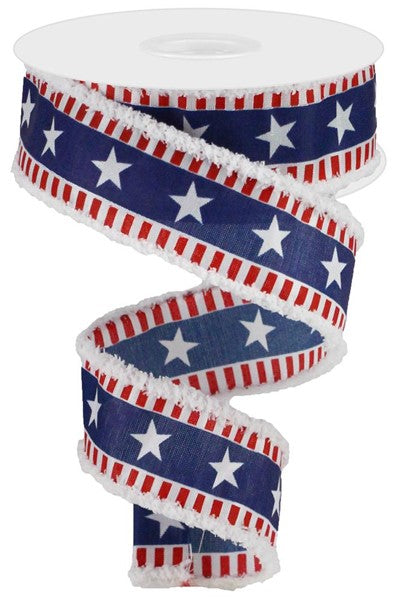 1.5inx10yd Bold Star/Stripe Satin Drift Ribbon