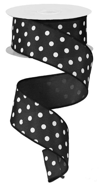 1.5inx10yd Small Polka Dot BL/WH