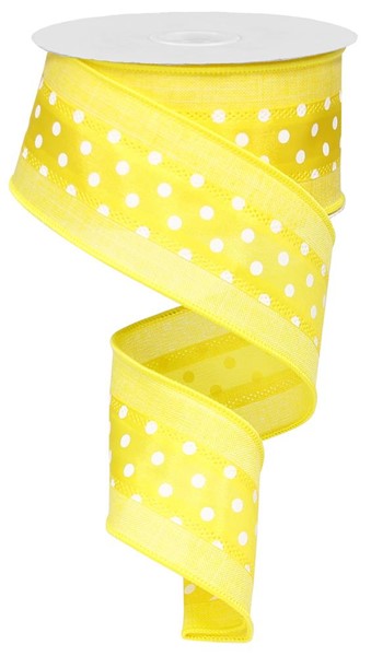 2.5inx10yd Polka Dot w/Royal YELLOW