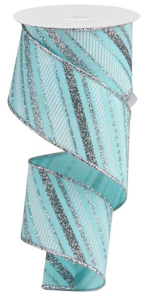 2.5 inch X 10 yard Multi Diagonal Stripe/Royal