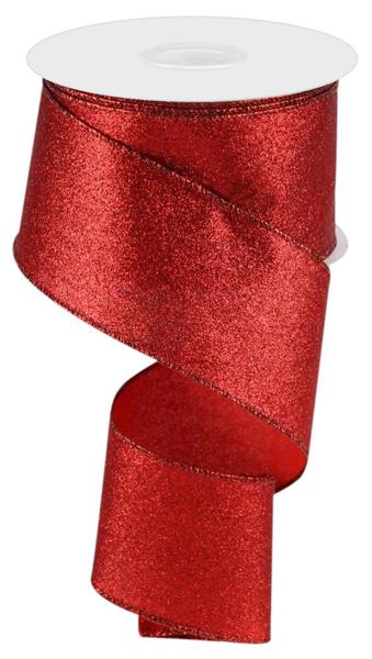 2.5inx10yd Shimmer Glitter RED