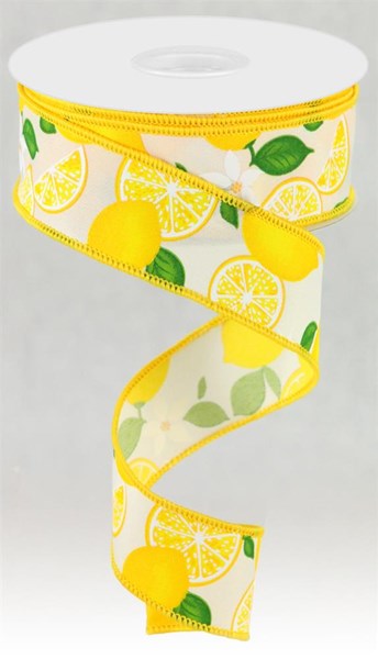 1.5inx10yd Lemons Leaves Flowers