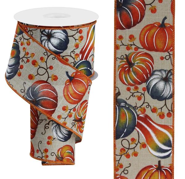2.5inx10yd Pumpkins w/Bittersweet NAVY Craig Bachman