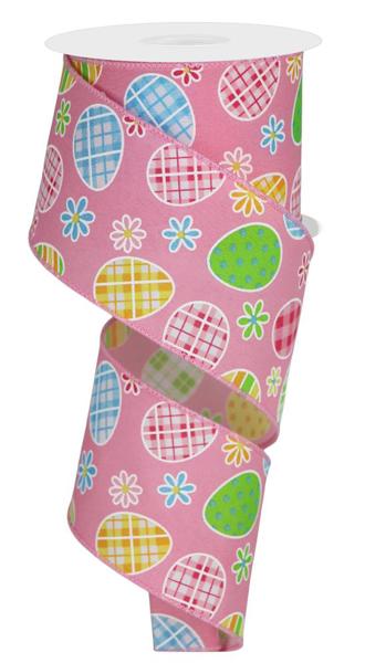2.5inx10yd Egg Daisy Check Plaid Ribbon