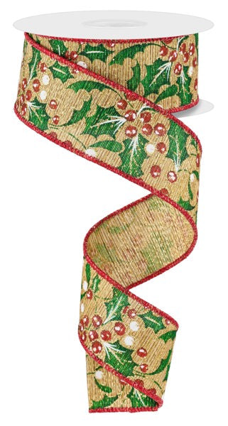 1.5inx10yd Glisten Holly Berry Craig Bachman