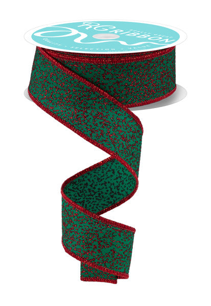 1.5inx10yd Irregular Spot Glitter EMER/RED