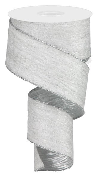 2.5 inch X 10 yard Glitter Faux Velvet SILVER Craig Bachman