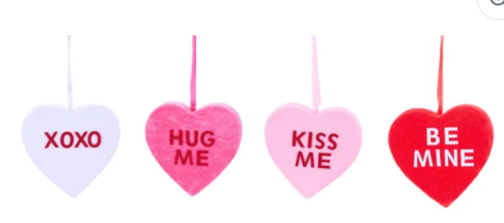 6x6x1.5in White "XOXO" Thick Heart Ornament
