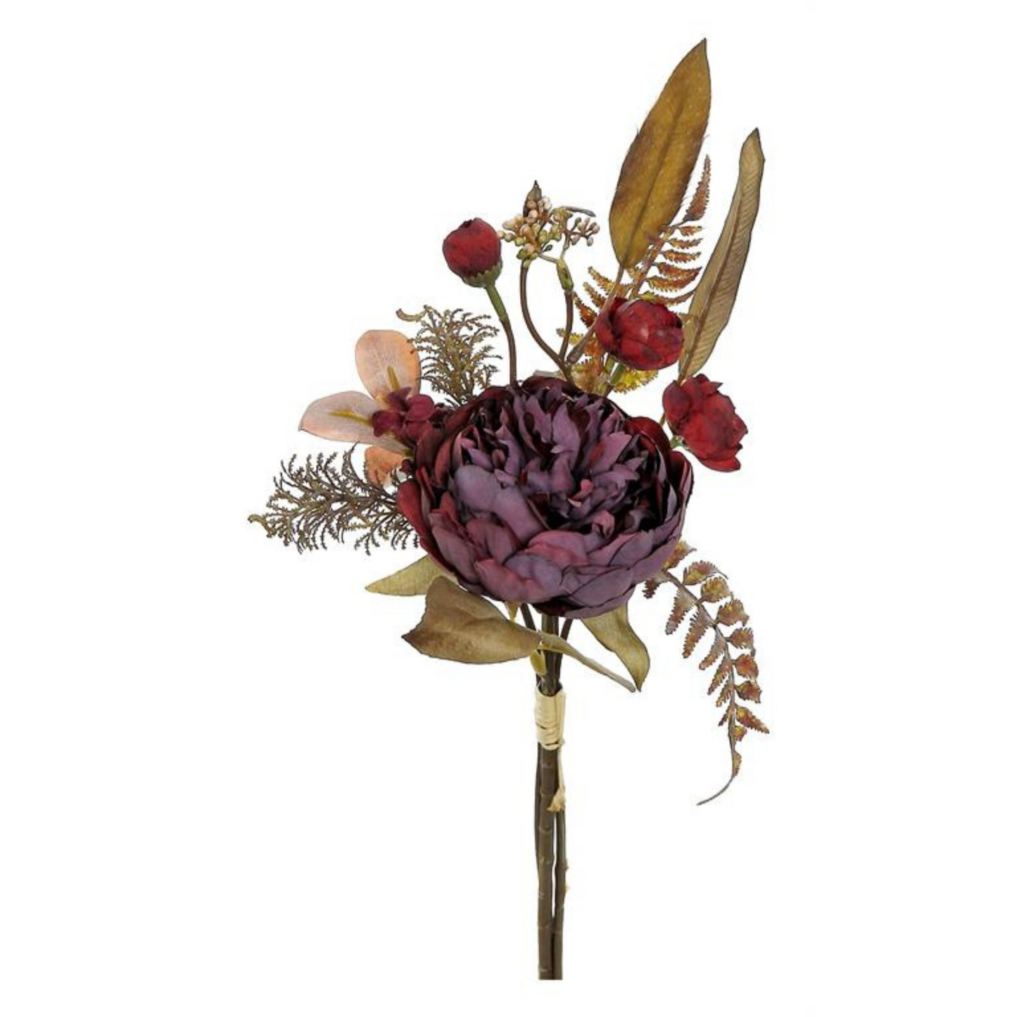 12in Harvest Peony & Foliage x3 PLUM