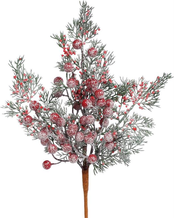15in Frosted Pine & Mix Berries - Premium Greenery for Wreaths and Home Decor Select Artificial