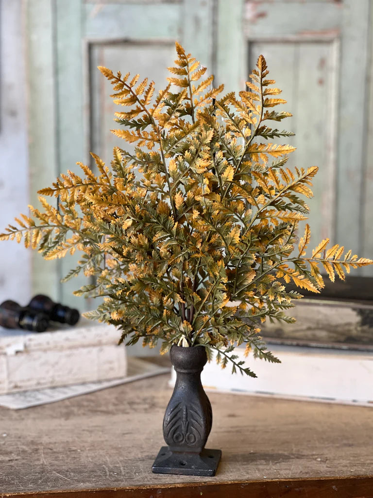 19in Autumnal Fern Spray YELLOW/GREEN Lancaster and Vintage