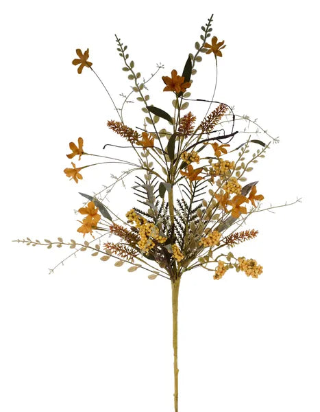 24in Fabric Flower/Leaf/Beads MUSTARD