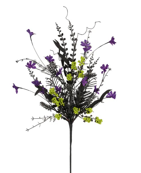 24in Purple Lime Black Fabric Flower Spray- Premium Florals for Wreaths and Home Decor
