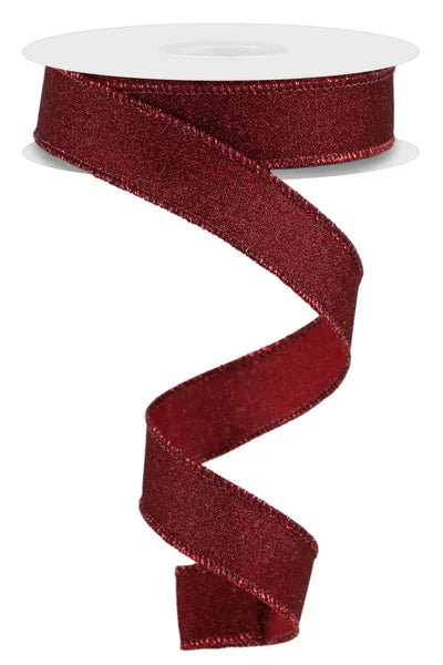 7/8inx10yd Burgundy Fine Glitter On Royal