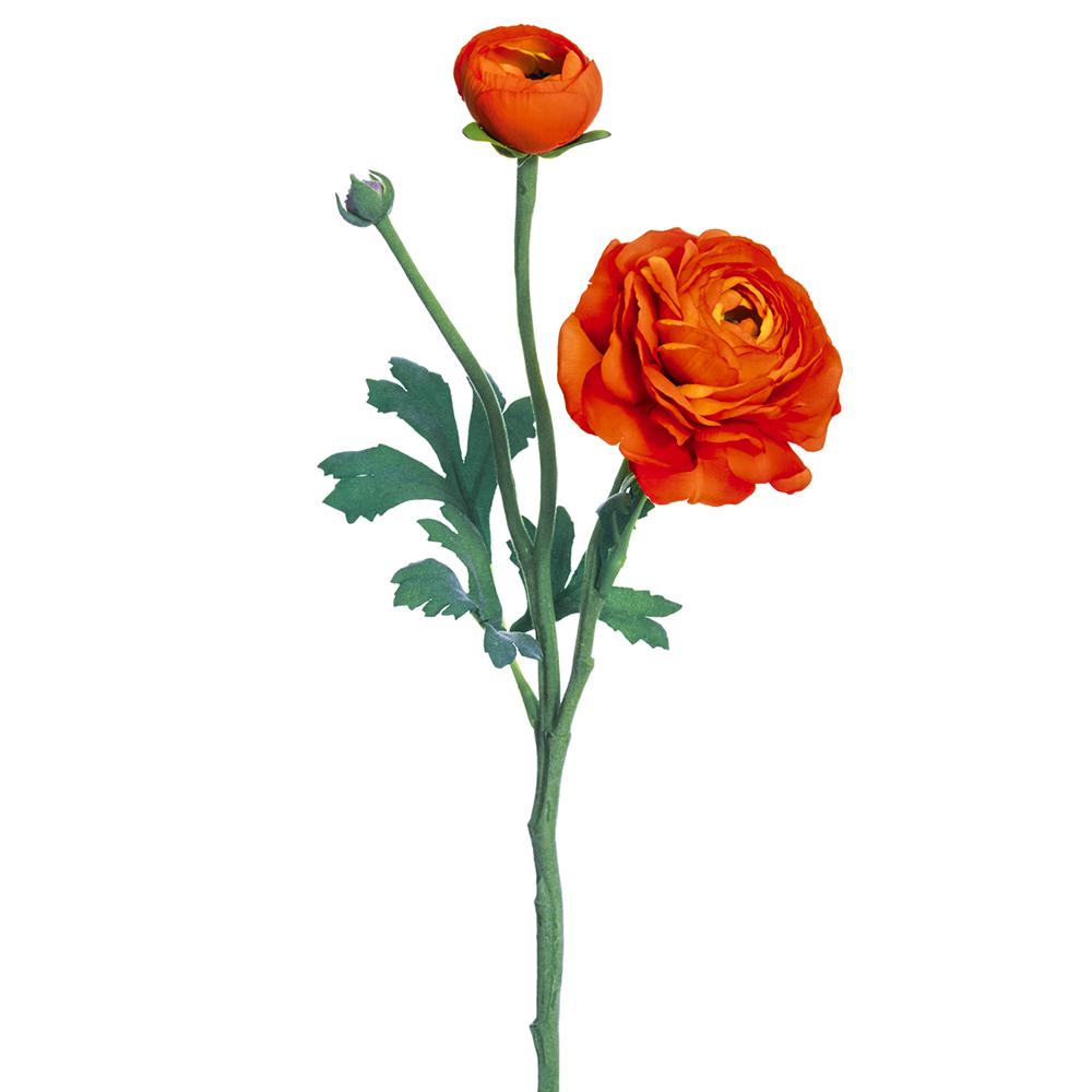 15in TT Orange Ranunculus Bloom & Bud - Premium Floral for Wreaths and Home Decor