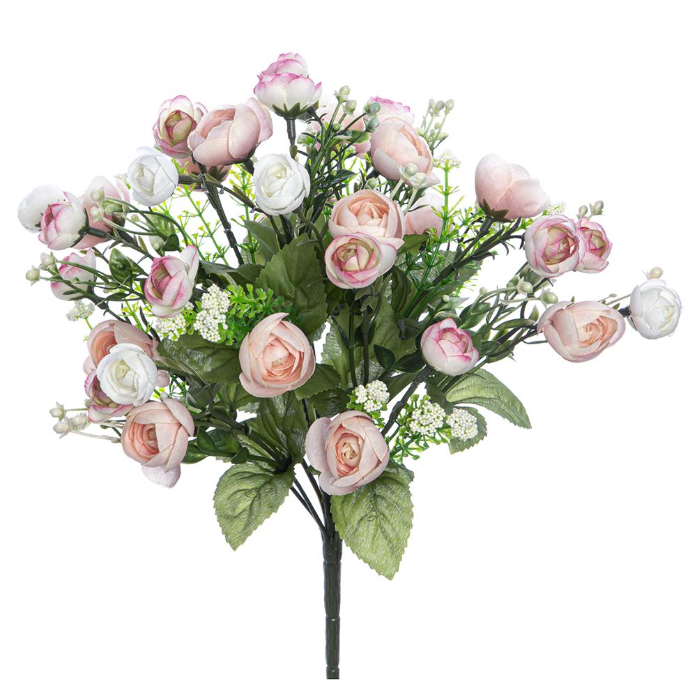 14in Mini Ranunculus Bundle x6 PINK/IVORY
