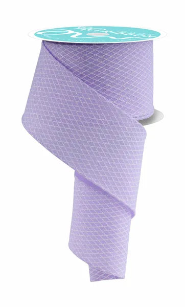 2.5inx10yd Lavender/White Mini Harlequin Check Ribbon