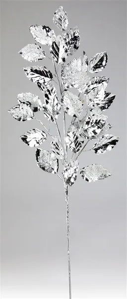 31in Glitter SILVER Birch Leaf Spray