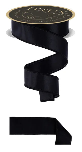 1.5inx10yd Black Satin Fused