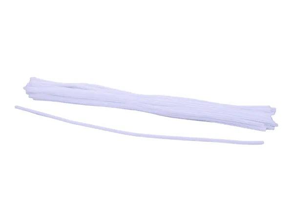 50pc 22in x 6mm White Chenille Stems