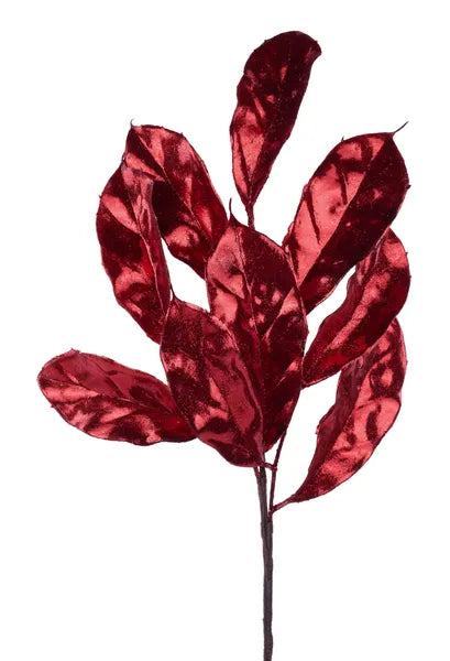 21in Metallic Glitter Magnolia Leaf RED