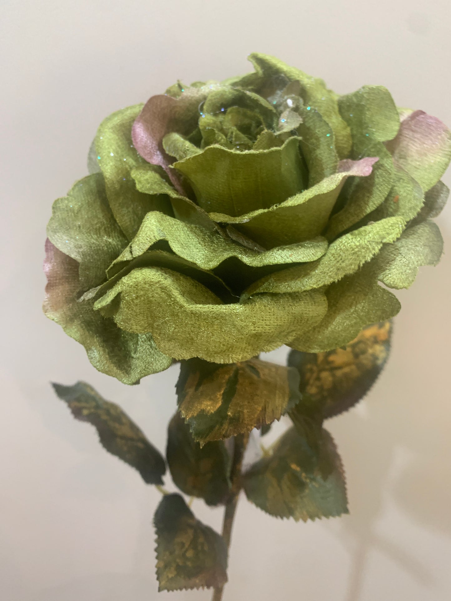 24in Fabric Rose w/Glitter GREEN/MAUVE